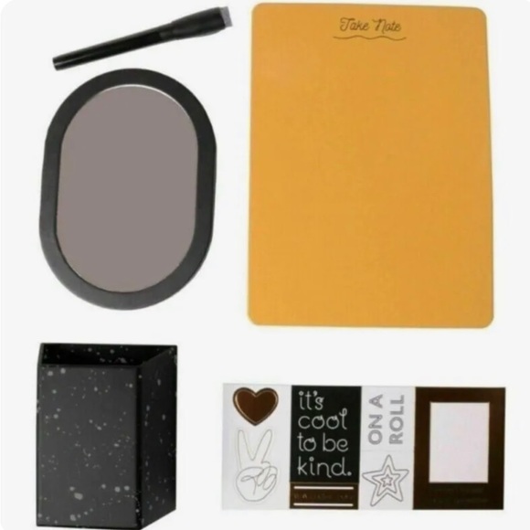 New Paper Riot Co Magnetic School Locker Black & Gold Mirror Magnets Frames Set - Picture 2 of 5